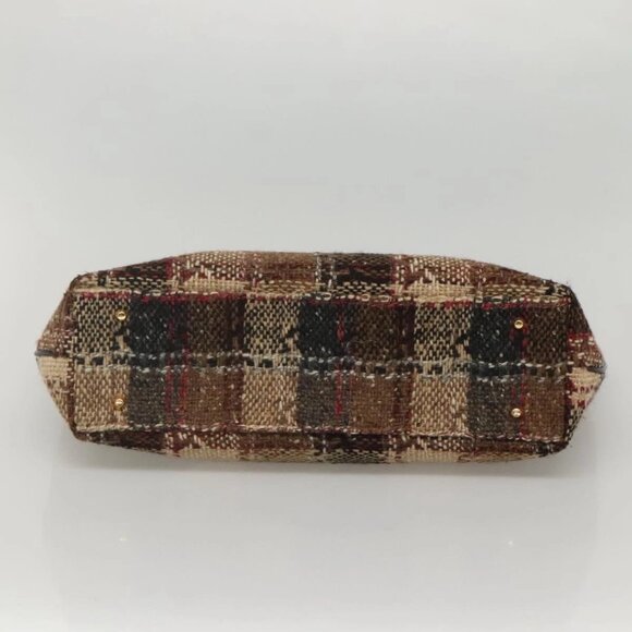 BURBERRY Nova Check Hand Bag Wool Brown Gold black - Picture 5 of 16